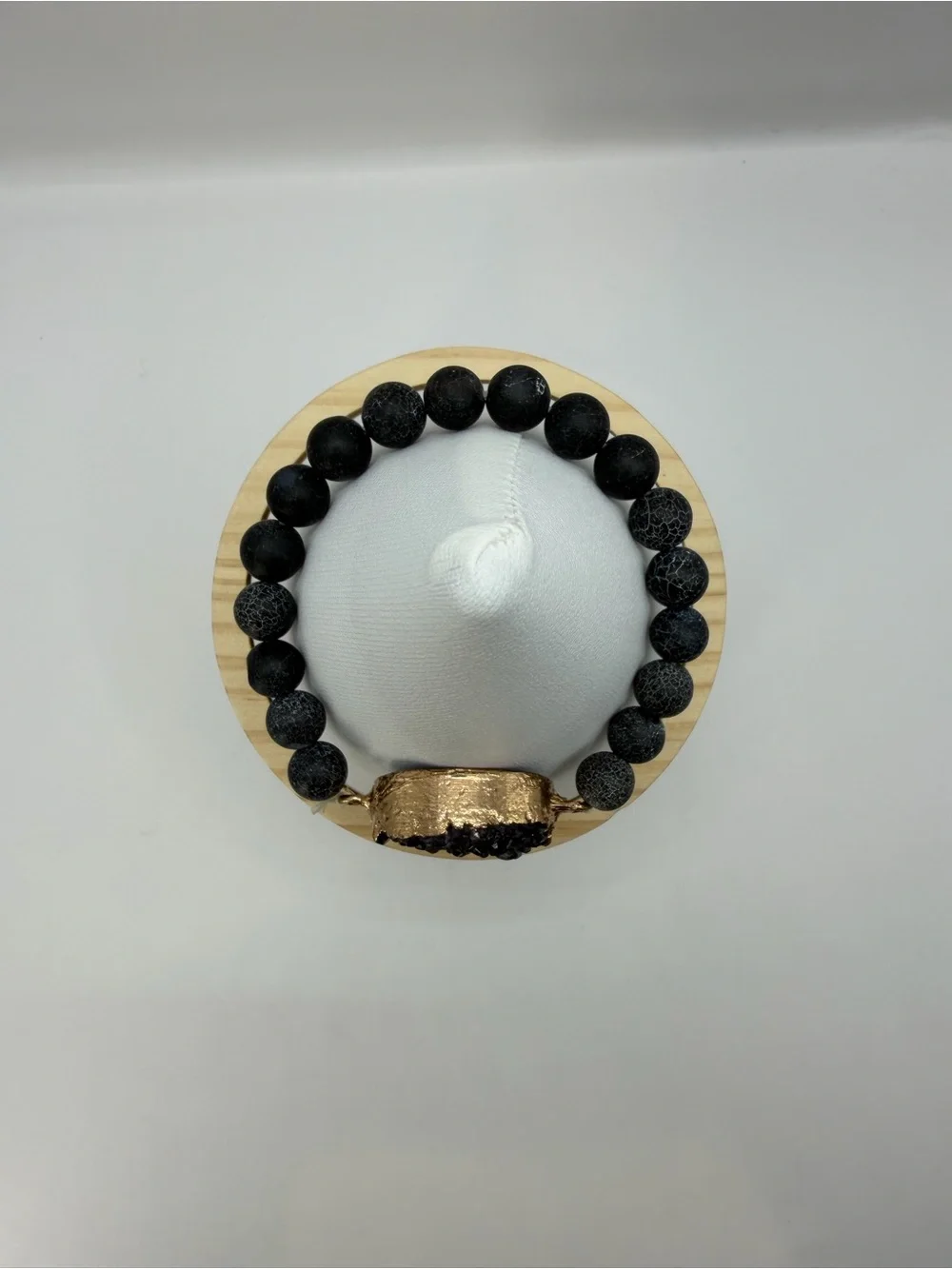 Black Druzy Stretch Bracelet | Spiderweb Bead Crystal Statement